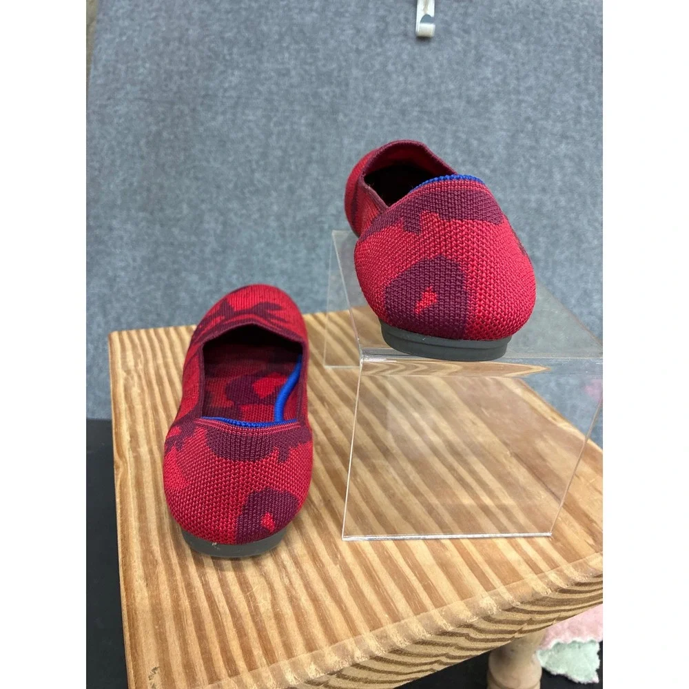 Rothys Kids Loafers Red Burgundy Camo Knit Slip On Flats Shoes Size K3